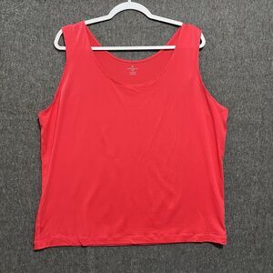 Worthington Woman Sleeveless Tank Top Plus Size 3X Pinkish Red, Nylon, Spandex